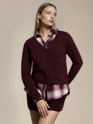 Sinsay - Kardigan z domieszką wełny i wiskozy - bordowy