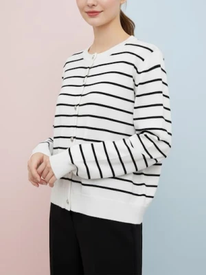 Sinsay - Kardigan z guzikami w paski - biały