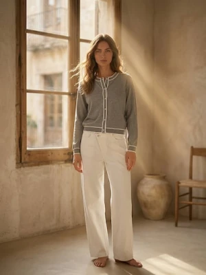 Sinsay - Kardigan z kontrastową lamówką - szary