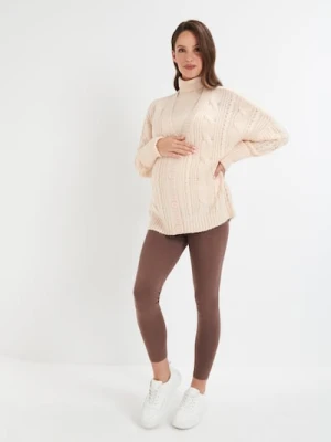 Sinsay - Kardigan z ozdobnym splotem - kremowy