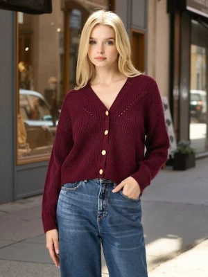 Sinsay - Kardigan z ozdobnymi guzikami - bordowy