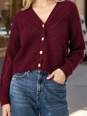 Sinsay - Kardigan z ozdobnymi guzikami - bordowy