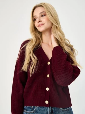 Sinsay - Kardigan z ozdobnymi guzikami - bordowy