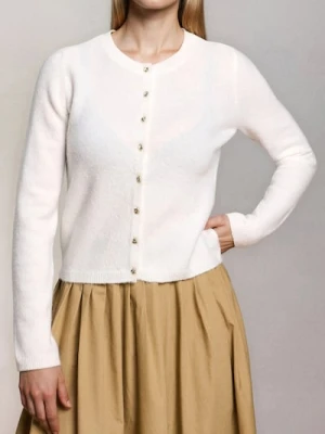 Sinsay - Kardigan z ozdobnymi guzikami - kremowy