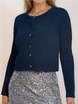 Sinsay - Kardigan z ozdobnymi guzikami z domieszką wełny - granatowy