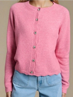 Sinsay - Kardigan z ozdobnymi guzikami z domieszką wełny - różowy