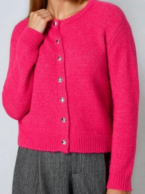 Sinsay - Kardigan z ozdobnymi guzikami z domieszką wełny - różowy