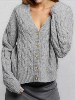 Sinsay - Kardigan z ozdobnymi guzikami z domieszką wełny - szary