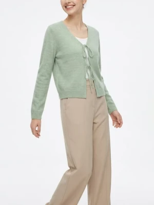 Sinsay - Kardigan z wiązaniem na przodzie - zielony