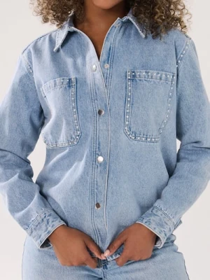 Sinsay - Katana jeansowa z perłowymi dżetami - niebieski