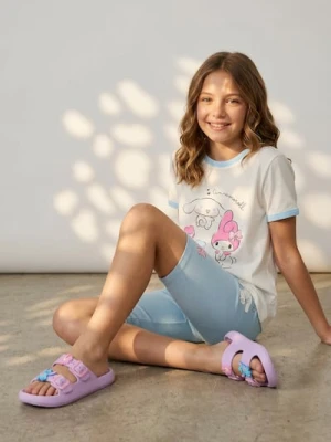 Sinsay - Klapki z aplikacjami 3D Stitch - fioletowy