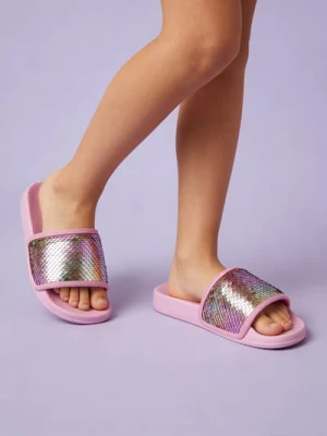 Sinsay - Klapki z ozdobnymi cekinami - różowy
