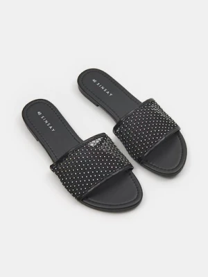 Sinsay - Klapki z siateczką i cyrkoniami - czarny