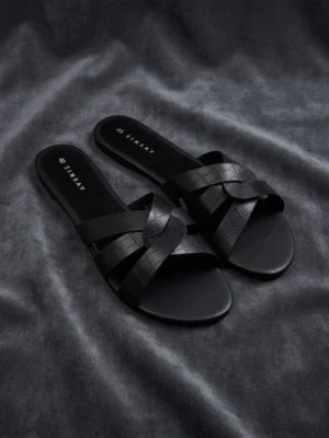 Sinsay - Klapki ze skórzaną wkładką - czarny