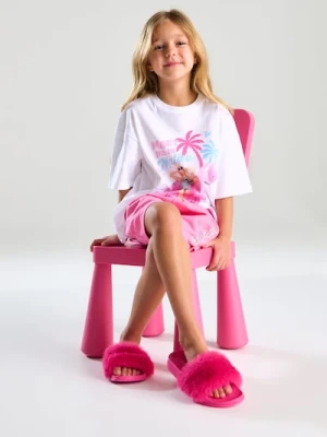 Sinsay - Klapki ze sztucznym futerkiem - różowy