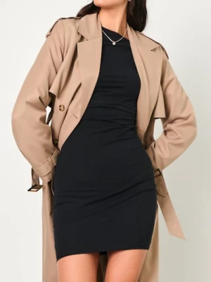 Sinsay - Klasyczna dopasowana sukienka mini z bawełny - czarny