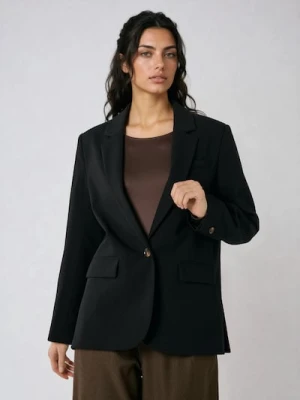 Sinsay - Klasyczna gładka jednorzędowa marynarka z domieszką wiskozy - czarny