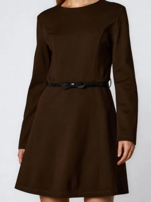 Sinsay - Klasyczna sukienka mini z paskiem i wiskozą - brązowy