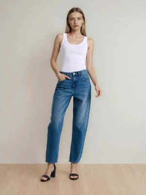 Sinsay - Klasyczne jeansy mom fit - granatowy