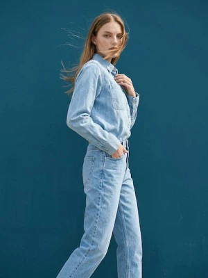 Sinsay - Klasyczne jeansy mom fit - niebieski