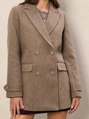 Sinsay - Klasyczny płaszcz dwurzędowy - beżowy