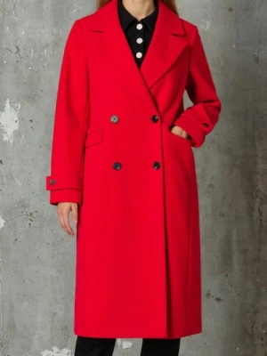 Sinsay - Klasyczny płaszcz dwurzędowy - czerwony