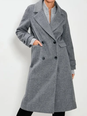 Sinsay - Klasyczny płaszcz dwurzędowy - szary