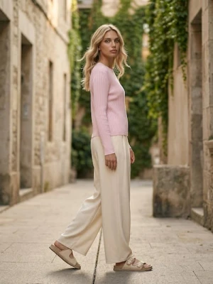 Sinsay - Klasyczny prążkowany sweter - różowy