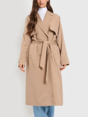 Sinsay - Klasyczny trencz z paskiem - beżowy