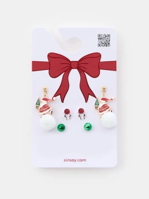 Sinsay - Kolczyki 3 pack z motywem świątecznym - wielobarwny