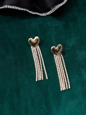 Sinsay - Kolczyki w kształcie serca z błyszczącym wykończeniem - złoty