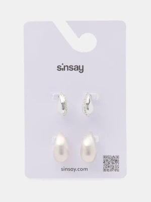 Sinsay - Kolczyki w stylu minimalistycznym 2 pack - srebrny