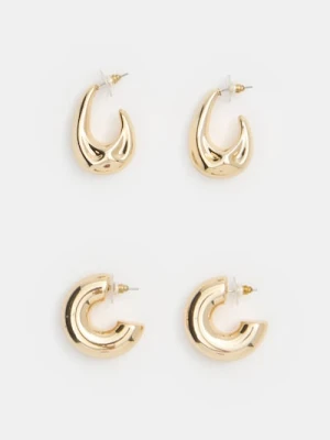 Sinsay - Kolczyki z błyszczącym wykończeniem 2 pack - złoty