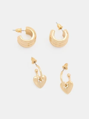 Sinsay - Kolczyki z błyszczącym wykończeniem 2 pack - złoty