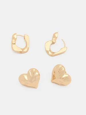 Sinsay - Kolczyki z błyszczącym wykończeniem 2 pack - złoty