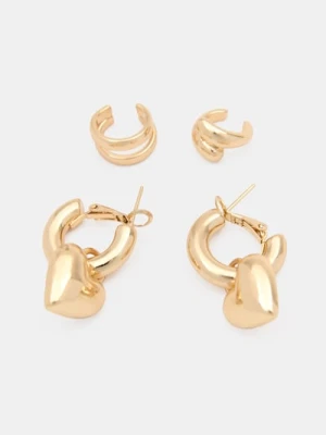 Sinsay - Kolczyki z błyszczącym wykończeniem 2 pack - złoty