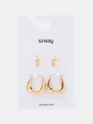 Sinsay - Kolczyki z błyszczącym wykończeniem 2 pack - złoty