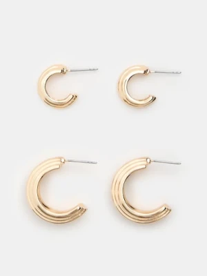 Sinsay - Kolczyki z błyszczącym wykończeniem 2 pack - złoty