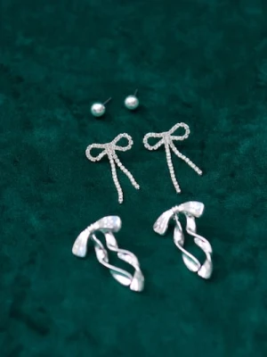 Sinsay - Kolczyki z błyszczącym wykończeniem 3 pack - srebrny