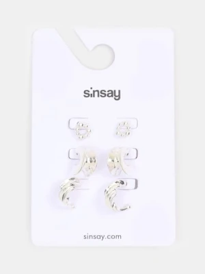 Sinsay - Kolczyki z błyszczącym wykończeniem 3 pack - srebrny