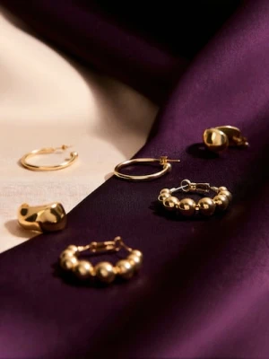 Sinsay - Kolczyki z błyszczącym wykończeniem 3 pack - złoty