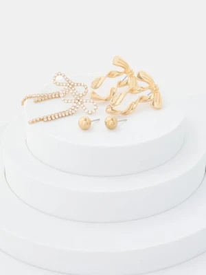 Sinsay - Kolczyki z błyszczącym wykończeniem 3 pack - złoty