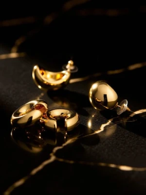 Sinsay - Kolczyki z błyszczącym wykończeniem 3 pack - złoty