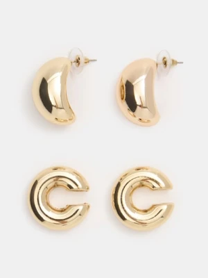 Sinsay - Kolczyki z błyszczącym wykończeniem 3 pack - złoty