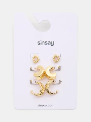 Sinsay - Kolczyki z błyszczącym wykończeniem 3 pack - złoty