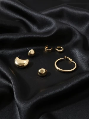 Sinsay - Kolczyki z błyszczącym wykończeniem 7 pack - złoty