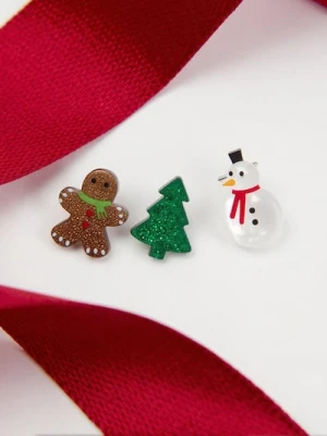 Sinsay - Kolczyki z motywem świątecznym 3 pack - wielobarwny