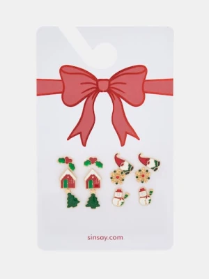 Sinsay - Kolczyki z motywem świątecznym 6 pack - wielobarwny