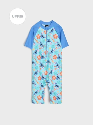Sinsay - Kombinezon kąpielowy UPF 50 z nadrukiem Stitch - błękitny