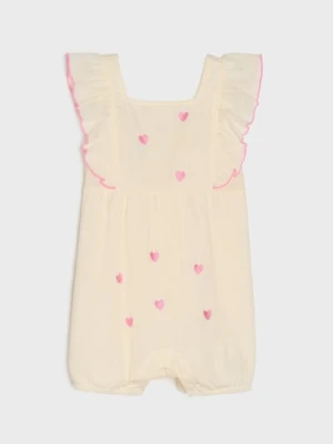 Sinsay - Kombinezon z falbaną i ozdobnym haftem - kremowy